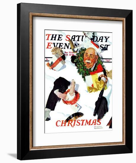 "White Christmas" Saturday Evening Post Cover, December 25,1937-Norman Rockwell-Framed Giclee Print