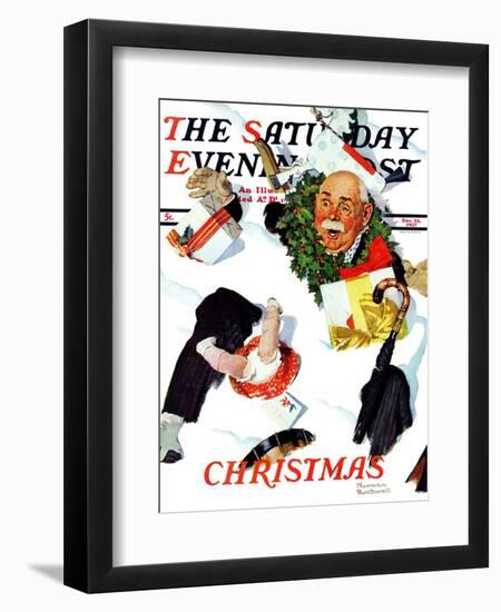 "White Christmas" Saturday Evening Post Cover, December 25,1937-Norman Rockwell-Framed Giclee Print