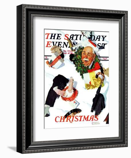 "White Christmas" Saturday Evening Post Cover, December 25,1937-Norman Rockwell-Framed Giclee Print