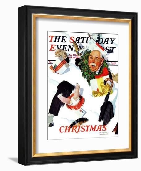 "White Christmas" Saturday Evening Post Cover, December 25,1937-Norman Rockwell-Framed Giclee Print