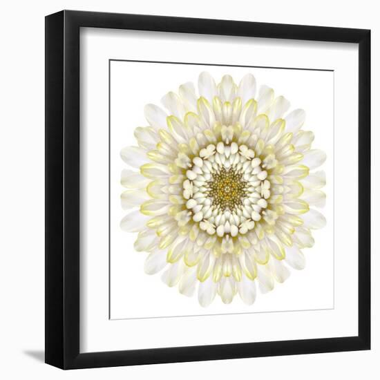 White Chrysathemum Mandala Flower Kaleidoscopic-tr3gi-Framed Art Print