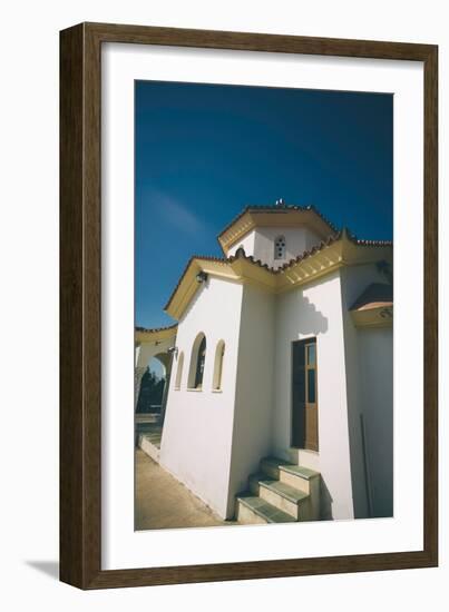 White Church in Greece-Clive Nolan-Framed Photographic Print