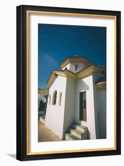 White Church in Greece-Clive Nolan-Framed Photographic Print