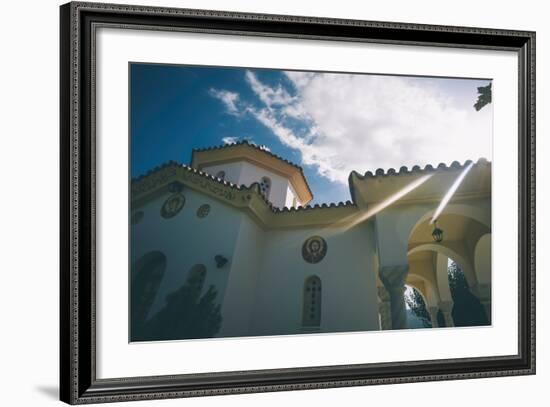 White Church in Greece-Clive Nolan-Framed Photographic Print