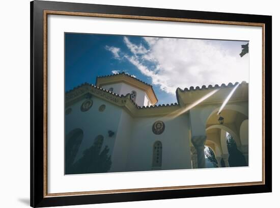 White Church in Greece-Clive Nolan-Framed Photographic Print