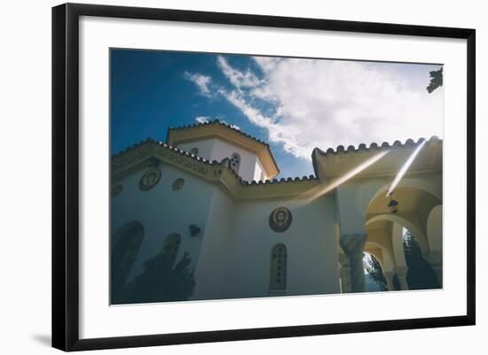 White Church in Greece-Clive Nolan-Framed Photographic Print