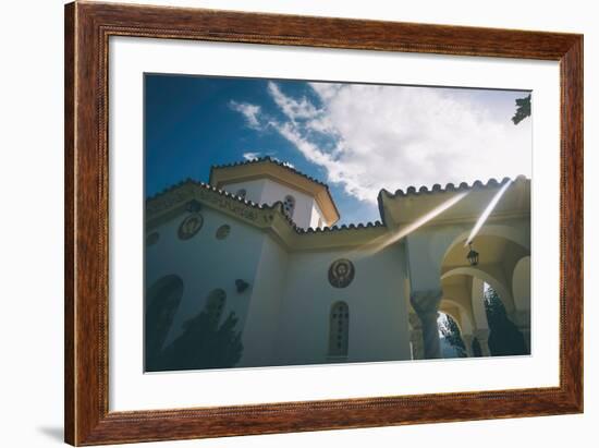 White Church in Greece-Clive Nolan-Framed Photographic Print