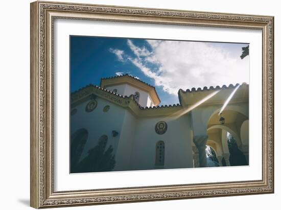 White Church in Greece-Clive Nolan-Framed Photographic Print