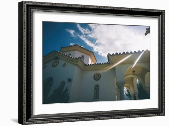 White Church in Greece-Clive Nolan-Framed Photographic Print