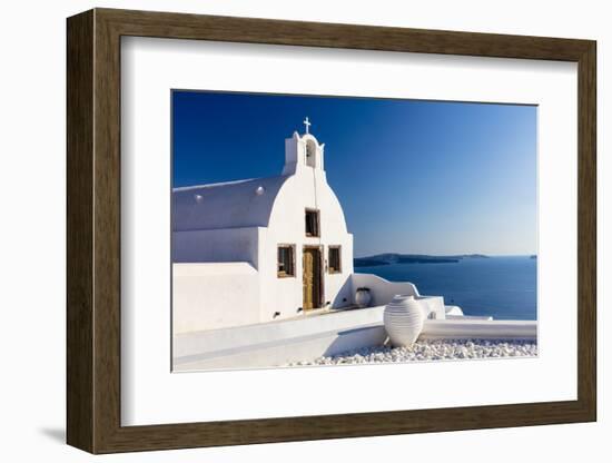 White church overlooking sea, Oia, Santorini, Cyclades-Ed Hasler-Framed Photographic Print