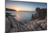 White cliffs and blue sea framed by the lights of sunset Santa Teresa di Gallura, Sardinia, Italy-Roberto Moiola-Mounted Photographic Print