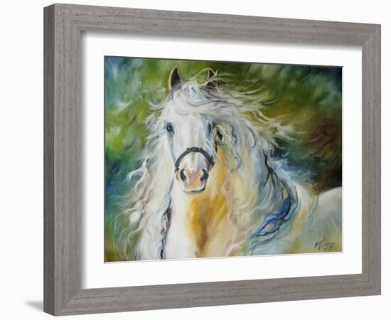 White Cloud the Andlusian Stallion-Marcia Baldwin-Framed Art Print