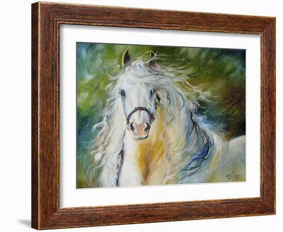 White Cloud the Andlusian Stallion-Marcia Baldwin-Framed Art Print