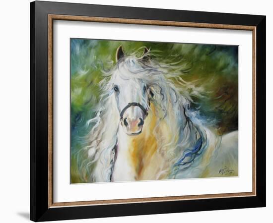 White Cloud the Andlusian Stallion-Marcia Baldwin-Framed Art Print