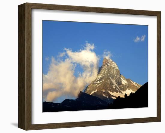 White Clouds and the Matterhorn, Zermatt,Valais, Swiss Alps, Switzerland, Europe-Hans Peter Merten-Framed Photographic Print