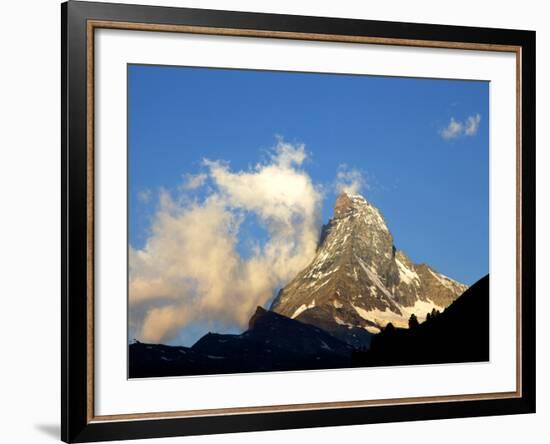 White Clouds and the Matterhorn, Zermatt,Valais, Swiss Alps, Switzerland, Europe-Hans Peter Merten-Framed Photographic Print