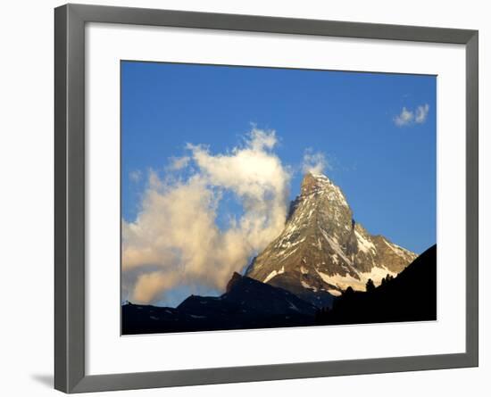 White Clouds and the Matterhorn, Zermatt,Valais, Swiss Alps, Switzerland, Europe-Hans Peter Merten-Framed Photographic Print