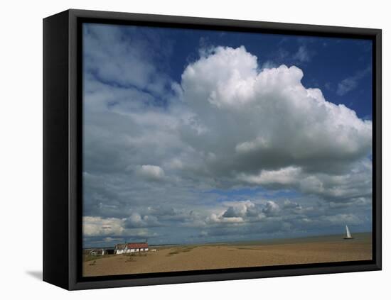 White Clouds in a Blue Sky at Shingle Street Near Felixstowe, Suffolk, England, United Kingdom-Strachan James-Framed Premier Image Canvas