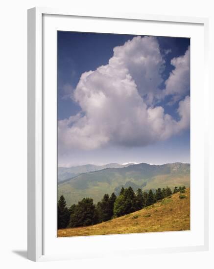 White Clouds Over Mountains, View from Col d'Aspin, Haute-Pyrenees, Midi-Pyrenees, France-David Hughes-Framed Photographic Print