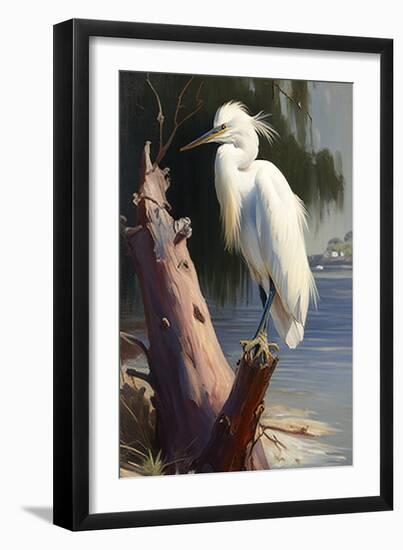 White Coastal Egret-Vivienne Dupont-Framed Art Print