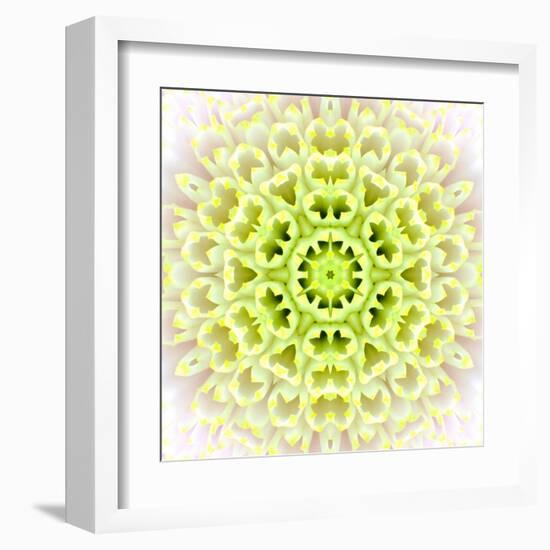 White Concentric Flower Center: Mandala Kaleidoscopic Design-tr3gi-Framed Art Print