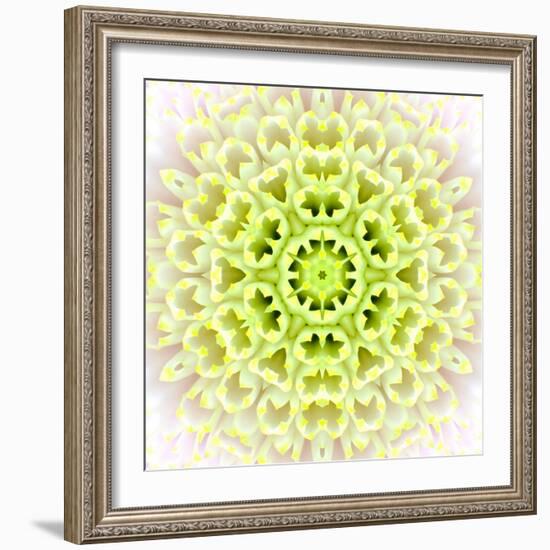 White Concentric Flower Center: Mandala Kaleidoscopic Design-tr3gi-Framed Art Print