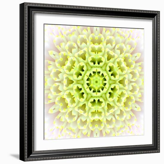 White Concentric Flower Center: Mandala Kaleidoscopic Design-tr3gi-Framed Art Print