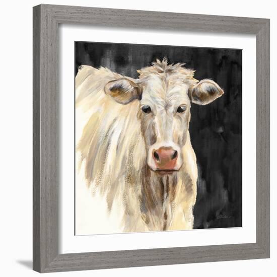 White Cow on Black-Silvia Vassileva-Framed Art Print