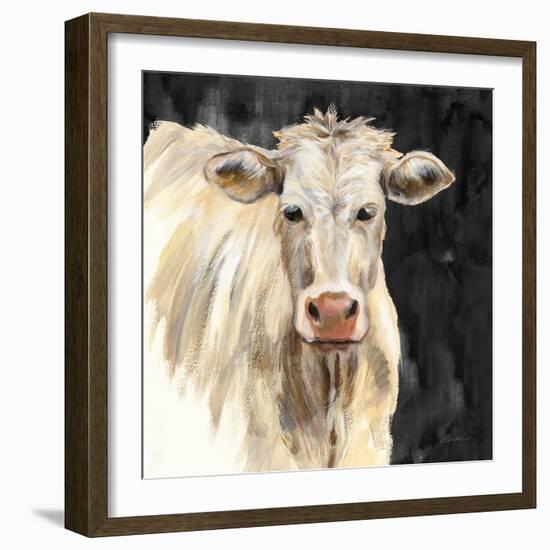 White Cow on Black-Silvia Vassileva-Framed Art Print