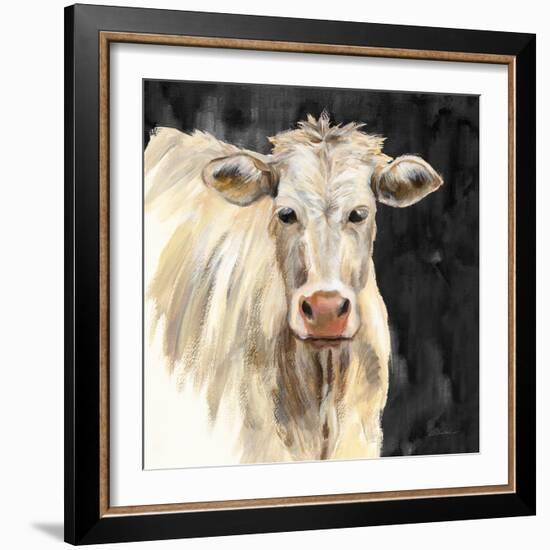 White Cow on Black-Silvia Vassileva-Framed Art Print