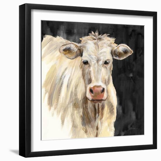 White Cow on Black-Silvia Vassileva-Framed Art Print