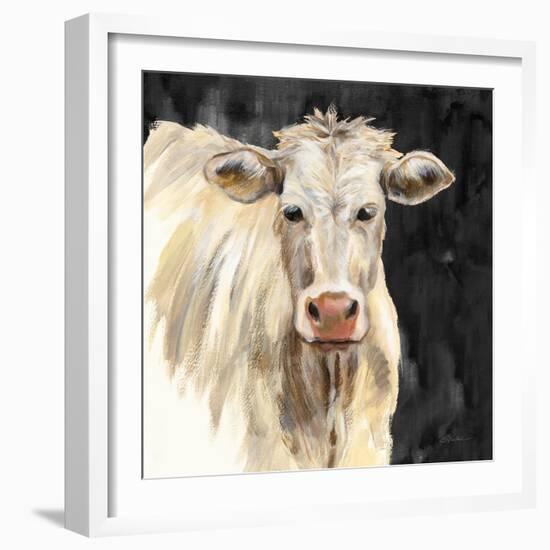 White Cow on Black-Silvia Vassileva-Framed Art Print