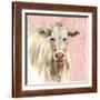 White Cow on Pink-Silvia Vassileva-Framed Art Print