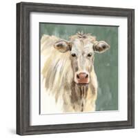 White Cow on Sage-Silvia Vassileva-Framed Art Print