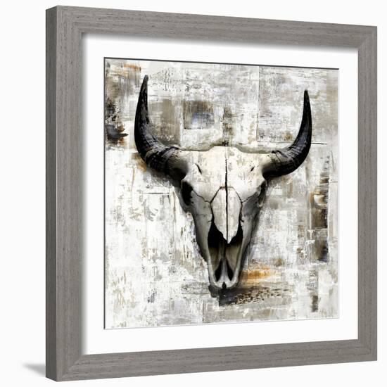 White Cowskull-null-Framed Art Print