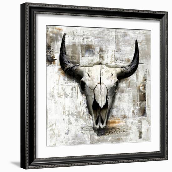 White Cowskull-null-Framed Art Print