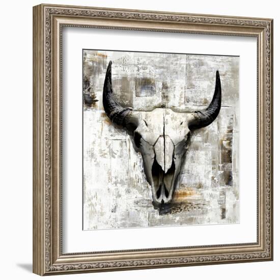 White Cowskull-null-Framed Art Print