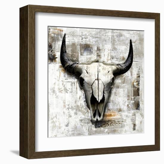 White Cowskull-null-Framed Art Print