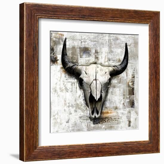 White Cowskull-null-Framed Art Print