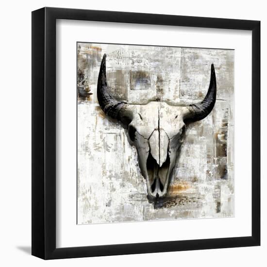 White Cowskull-null-Framed Art Print