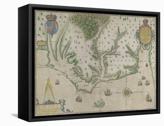 White-De Bry Map Of Virginia-John White-Framed Premier Image Canvas