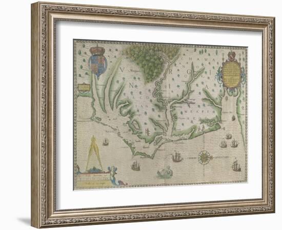 White-De Bry Map Of Virginia-John White-Framed Giclee Print