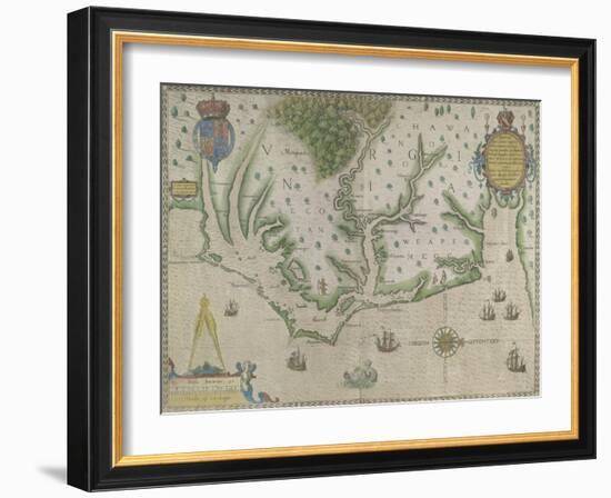 White-De Bry Map Of Virginia-John White-Framed Giclee Print