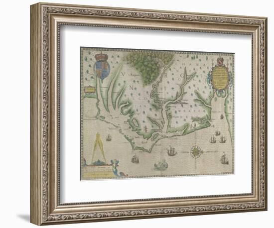 White-De Bry Map Of Virginia-John White-Framed Giclee Print