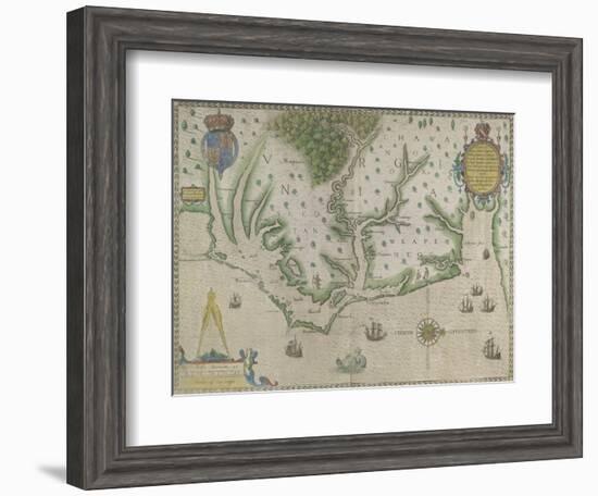 White-De Bry Map Of Virginia-John White-Framed Giclee Print