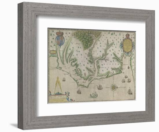 White-De Bry Map Of Virginia-John White-Framed Giclee Print