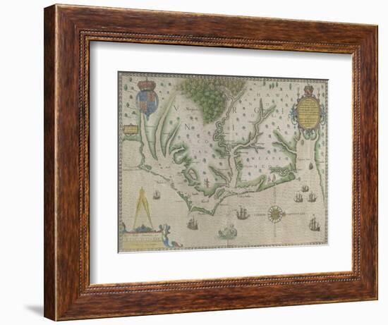 White-De Bry Map Of Virginia-John White-Framed Giclee Print