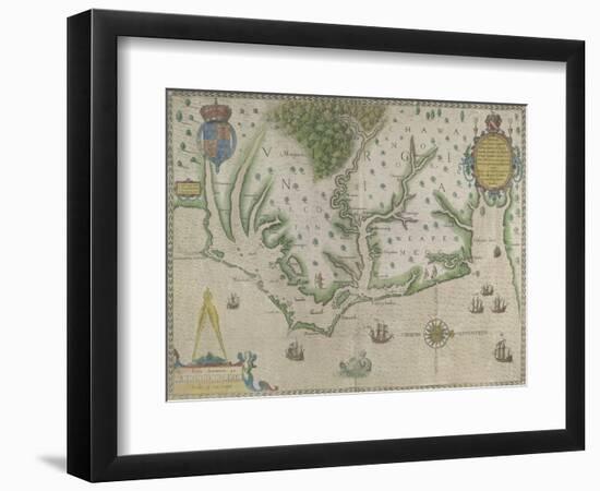 White-De Bry Map Of Virginia-John White-Framed Giclee Print