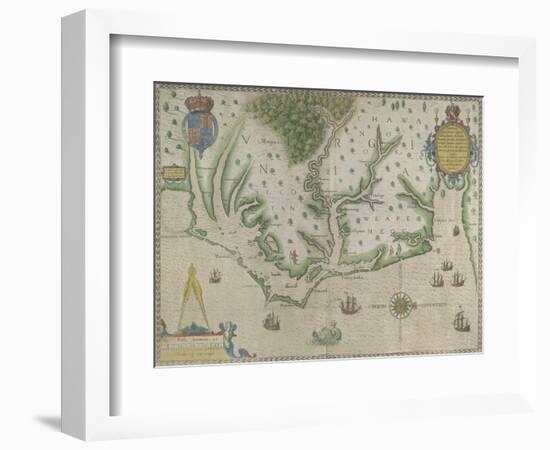 White-De Bry Map Of Virginia-John White-Framed Giclee Print