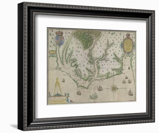 White-De Bry Map Of Virginia-John White-Framed Giclee Print